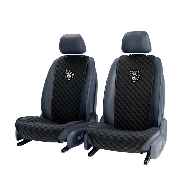 Накидки на сидения Комплект передних черных накидок с вышивкой Тигр2