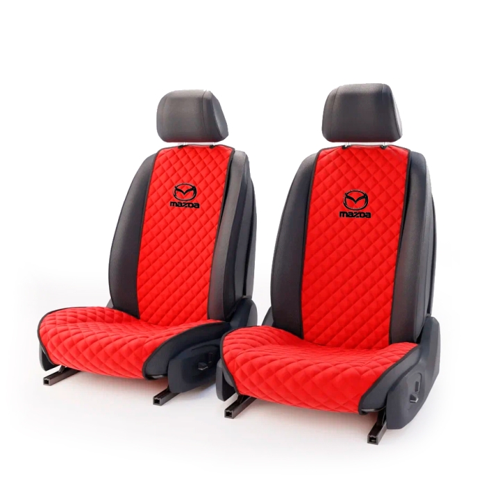 Накидки на сидения Комплект передних красных накидок с вышивкой Mazda