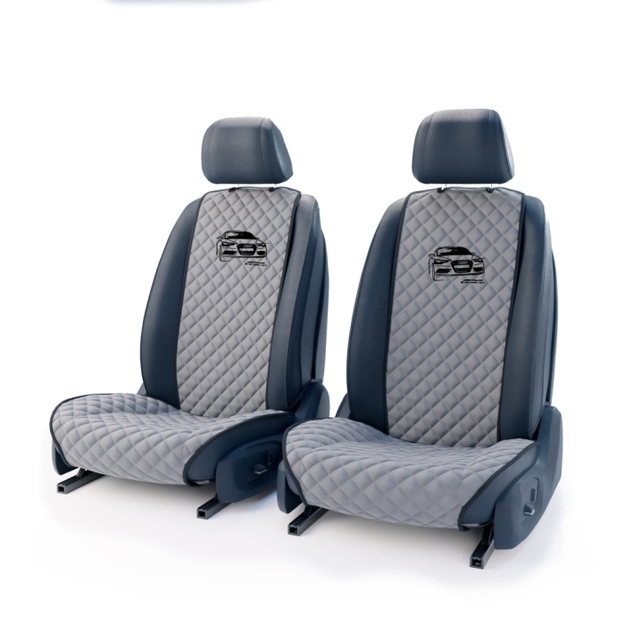 Накидки на сидения Комплект передних серых накидок с вышивкой Audi car