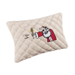 Подушка из алькантары молочная с вышивкой 